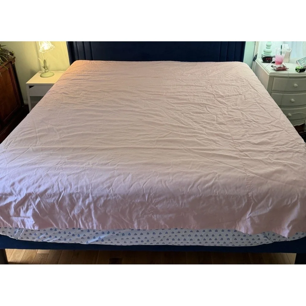 Handmade Reversible Pink Gingham Quilt 88x86 Cotton Tie‎ Quilt Cottagecore